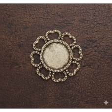 Fassung für Cabochons, Blume, antik silberf., 14mm